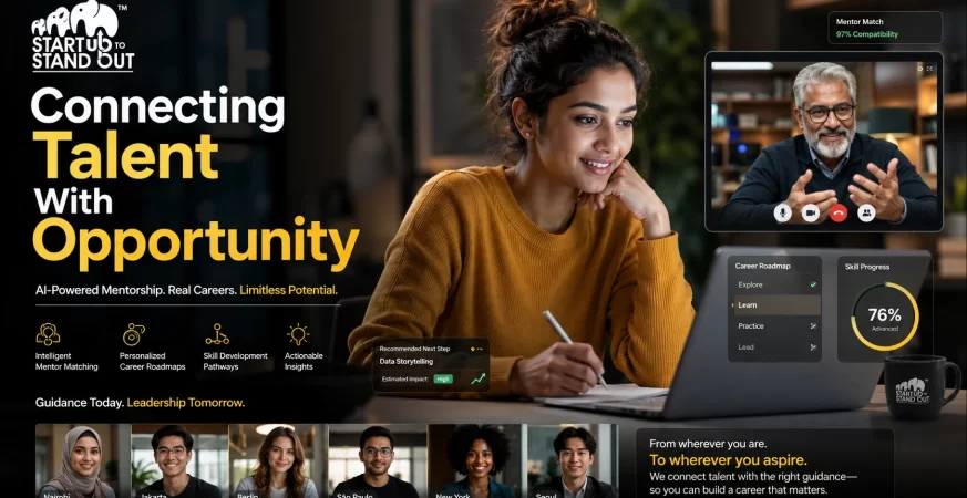 Student participating in an online mentorship session with an industry expert through an AI-powered career guidance platform.